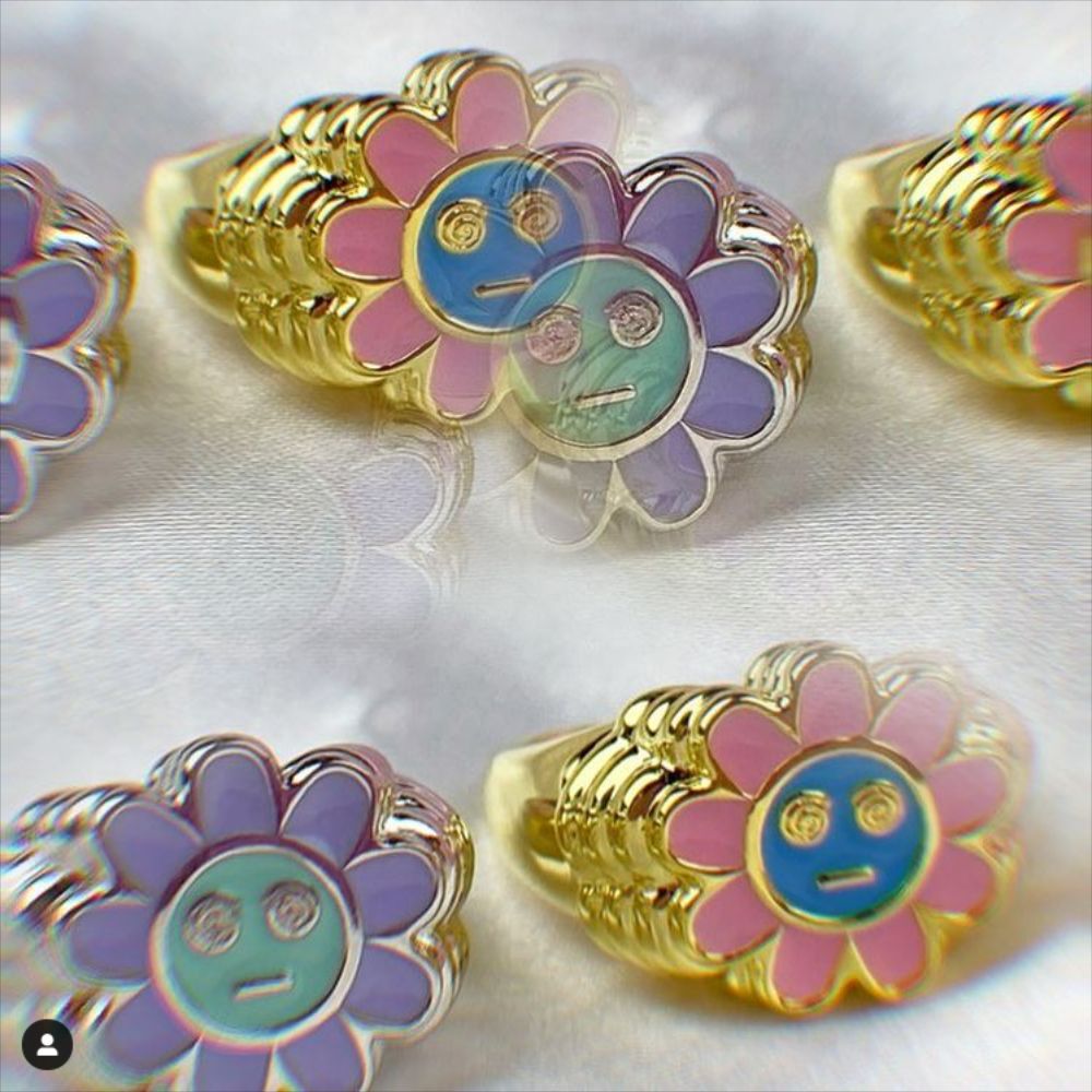 Brass Gold-plated Color-preserving Cute Smiley Ring 4 1624010042050 Brass Gold-plated Color-preserving Cute Smiley Ring