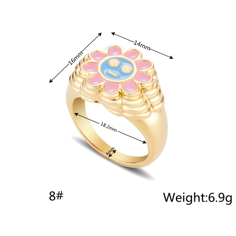 Brass Gold-plated Color-preserving Cute Smiley Ring 1 1624010042099 Brass Gold-plated Color-preserving Cute Smiley Ring