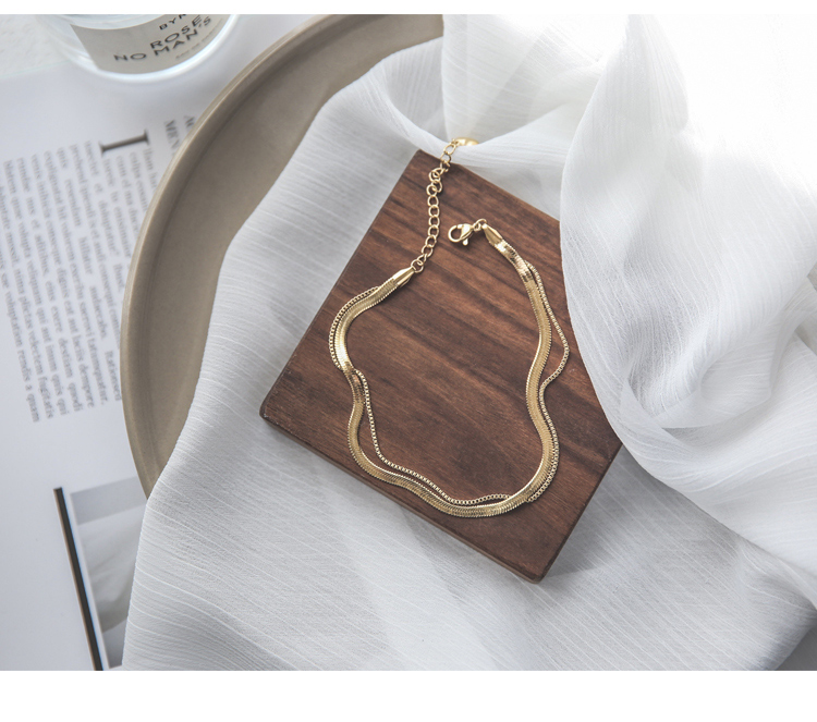 1636797732165 18K Rose Gold Plated Double Snake Bone Anklet