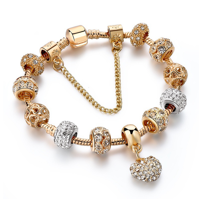 Gold-plated heart beaded bracelet 1 undefined