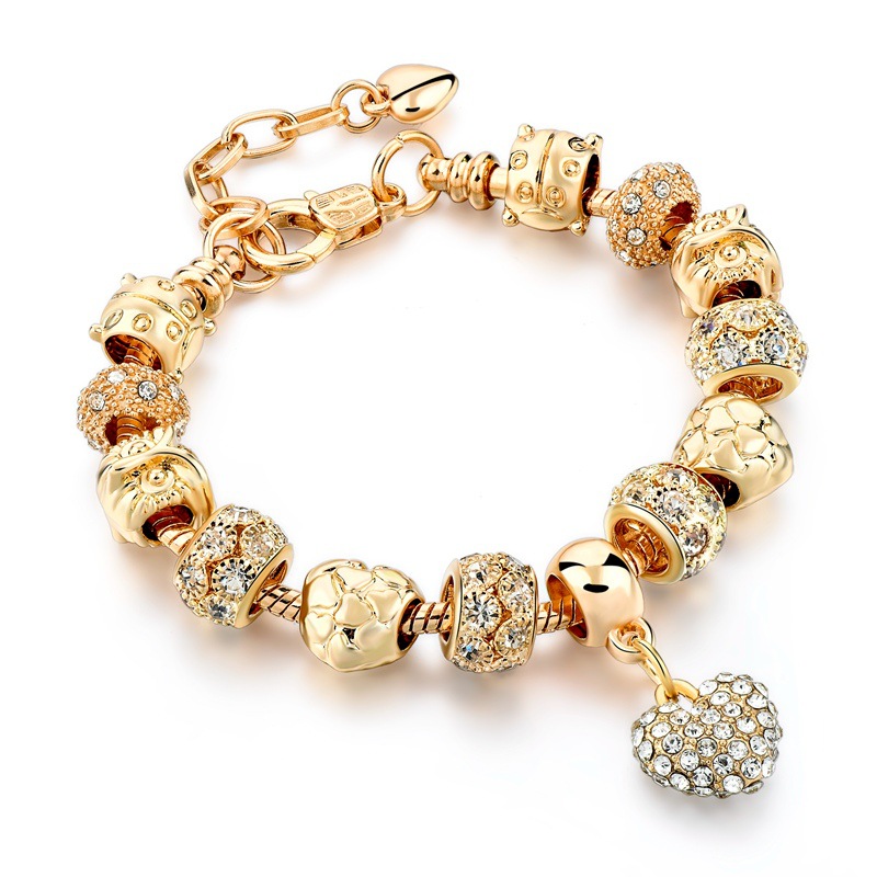 Gold-plated heart beaded bracelet 6 undefined