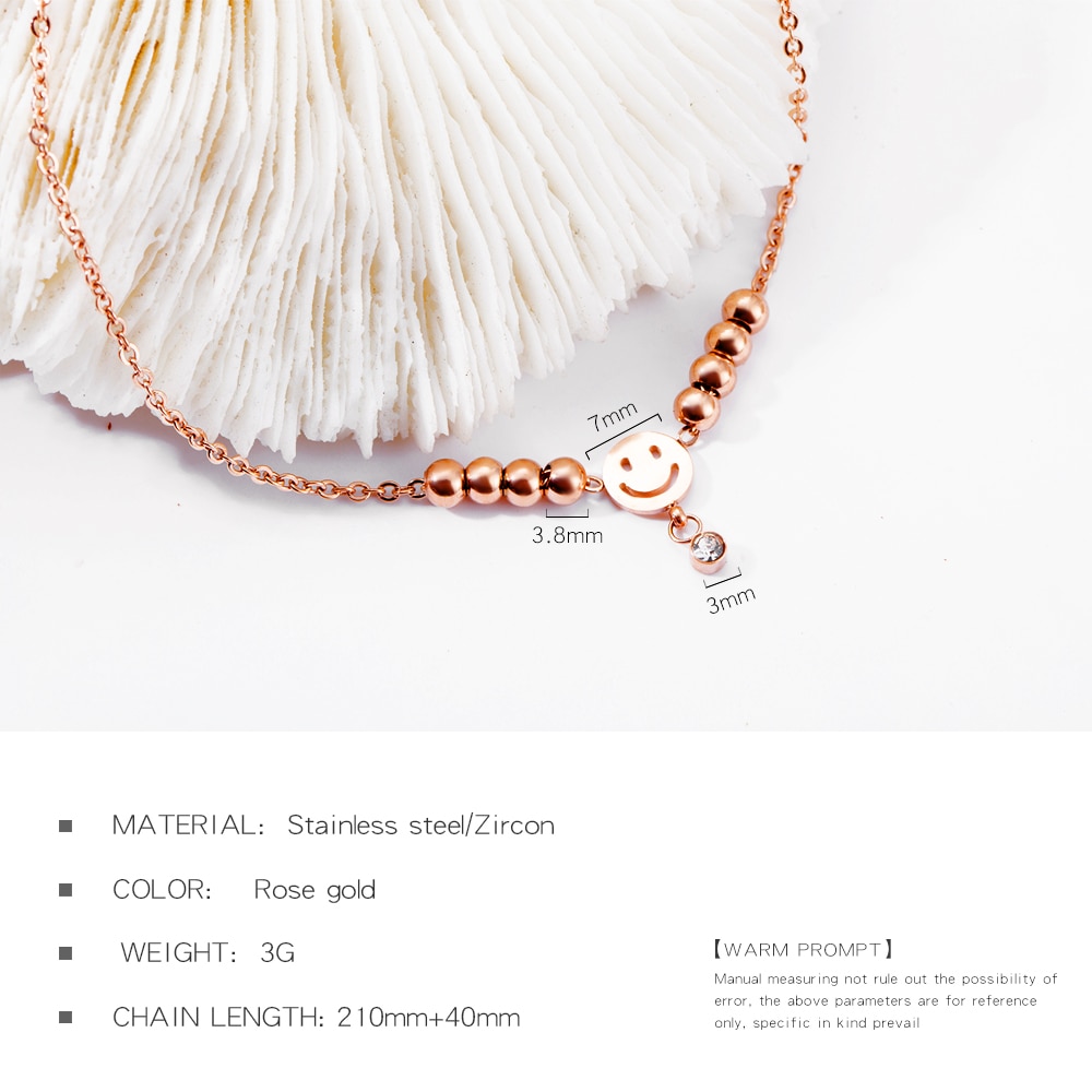 Titanium Steel Plated Rose Gold Round Bead Anklet 1 GZ053_10