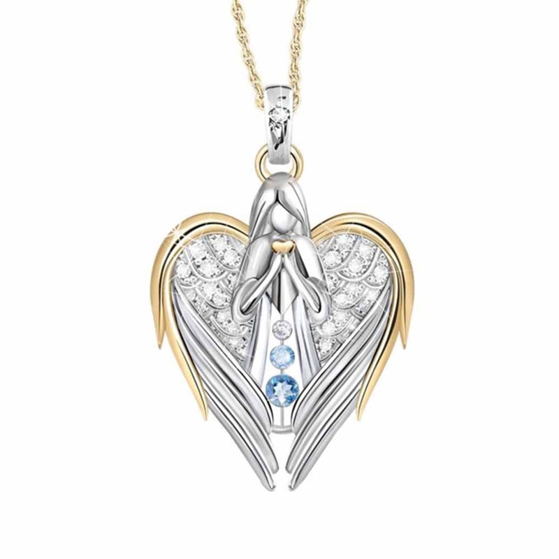 Gold Sliver Crystal Rhinestone Heart-shaped Design Angel Wings Sweater Chain Pendants Necklaces For Women Angle Girl Gift 1 1636894899464 Gold Sliver Crystal Rhinestone Heart-shaped Design Angel Wings Sweater Chain Pendants Necklaces For Women Angle Girl Gift