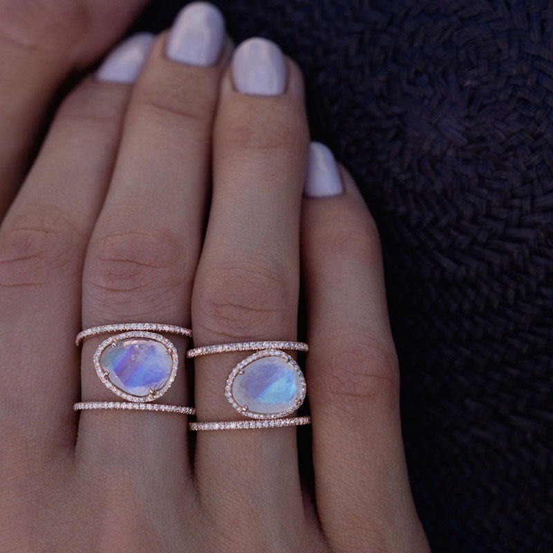 New Irregular Natural Moonstone Ring Plated 14k Rose Gold Micro-Inset Ring 3 5b4894d08d85c4256e614f24-3-ori