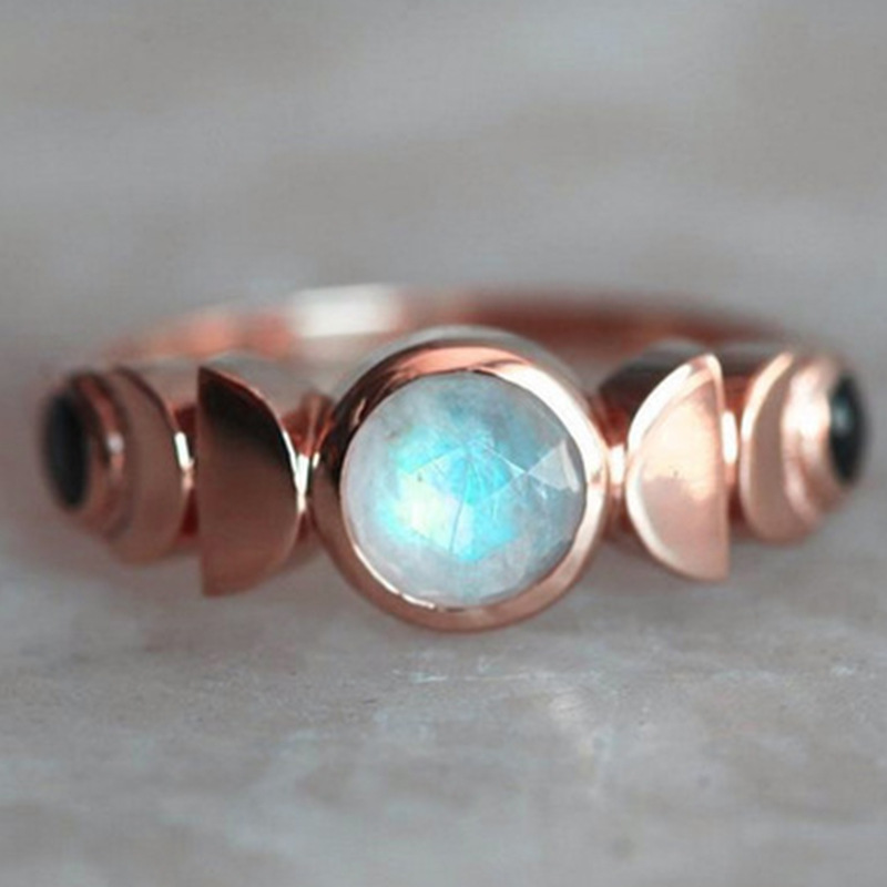 Moon Round Rose Gold Moonstone Ring 1 1