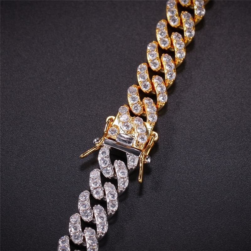 Gold-plated full diamond alloy hip-hop necklace 3 10329355773_856345497 (1)