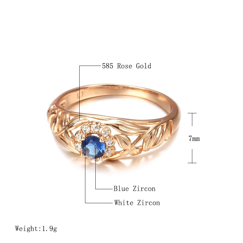 1638679660383 Copper Plated Real Gold And Blue Zircon Ring