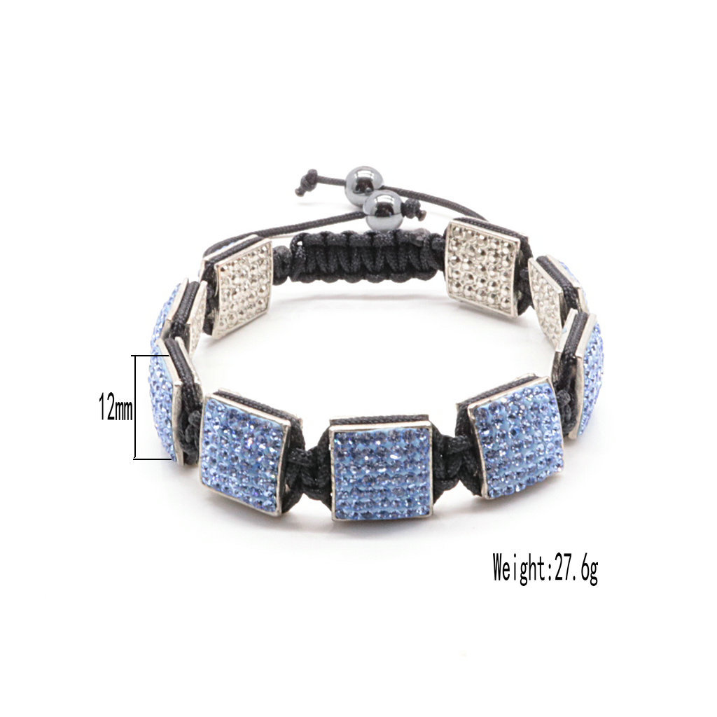 1640574197440 Fashion Creativity Blue Square Diamond Bangle Braided Tassel Exotic Bracelet
