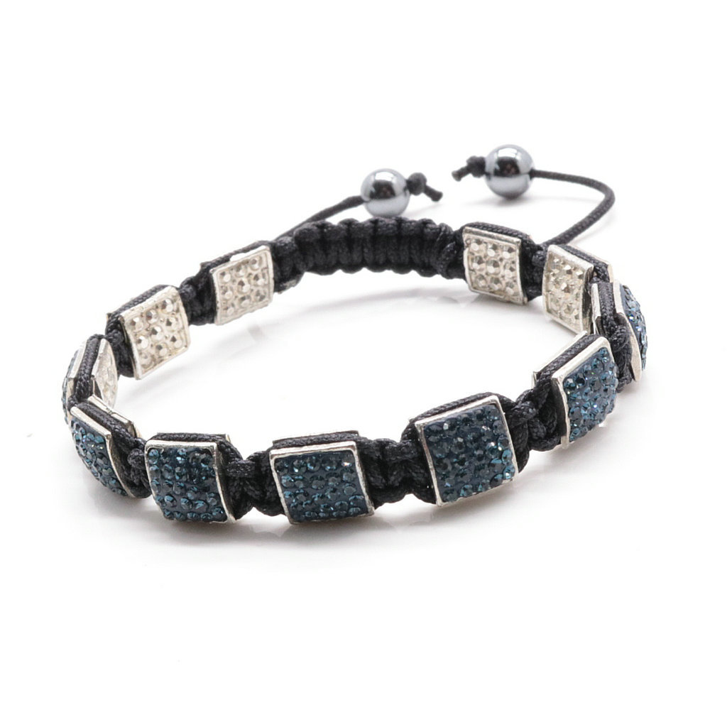 1640574197679 Fashion Creativity Blue Square Diamond Bangle Braided Tassel Exotic Bracelet