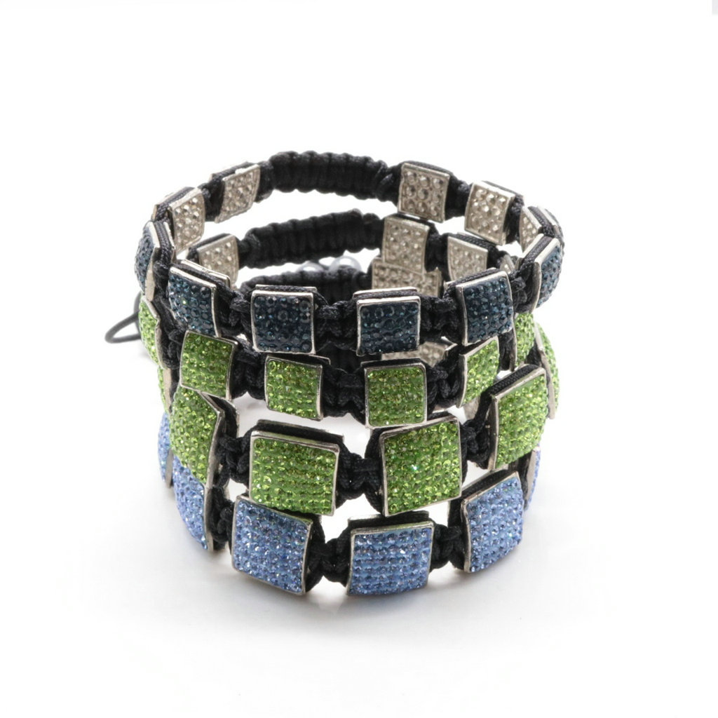 1640574197719 Fashion Creativity Blue Square Diamond Bangle Braided Tassel Exotic Bracelet