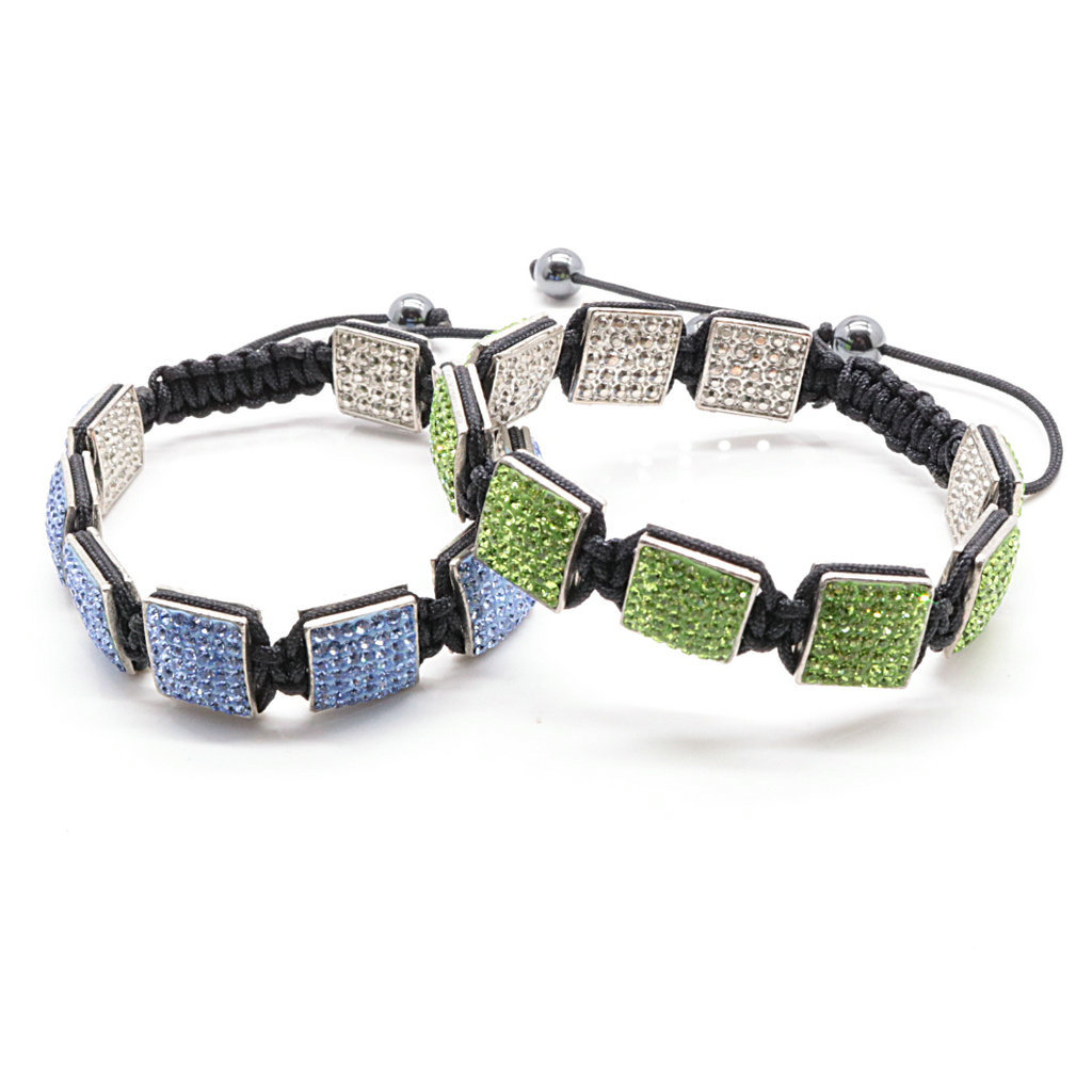 1640574197775 Fashion Creativity Blue Square Diamond Bangle Braided Tassel Exotic Bracelet