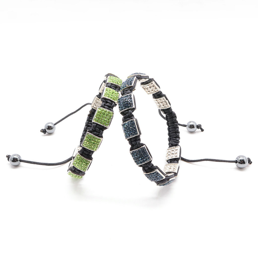 1640574197866 Fashion Creativity Blue Square Diamond Bangle Braided Tassel Exotic Bracelet