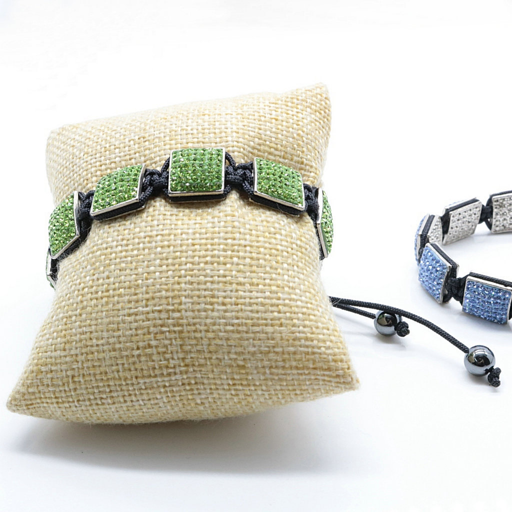 1640574197947 Fashion Creativity Blue Square Diamond Bangle Braided Tassel Exotic Bracelet