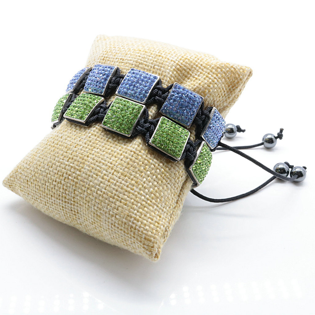 1640574198002 Fashion Creativity Blue Square Diamond Bangle Braided Tassel Exotic Bracelet