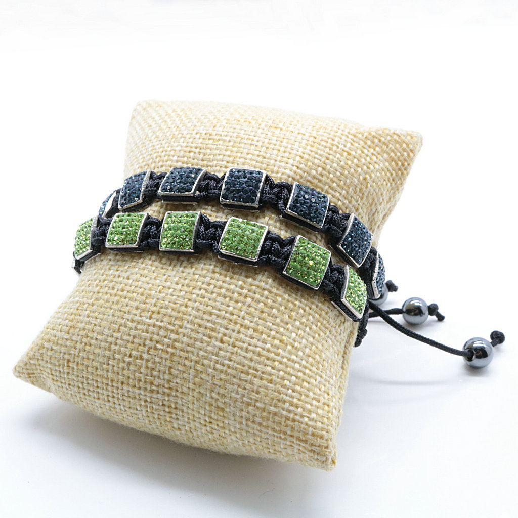 1640574198047 Fashion Creativity Blue Square Diamond Bangle Braided Tassel Exotic Bracelet