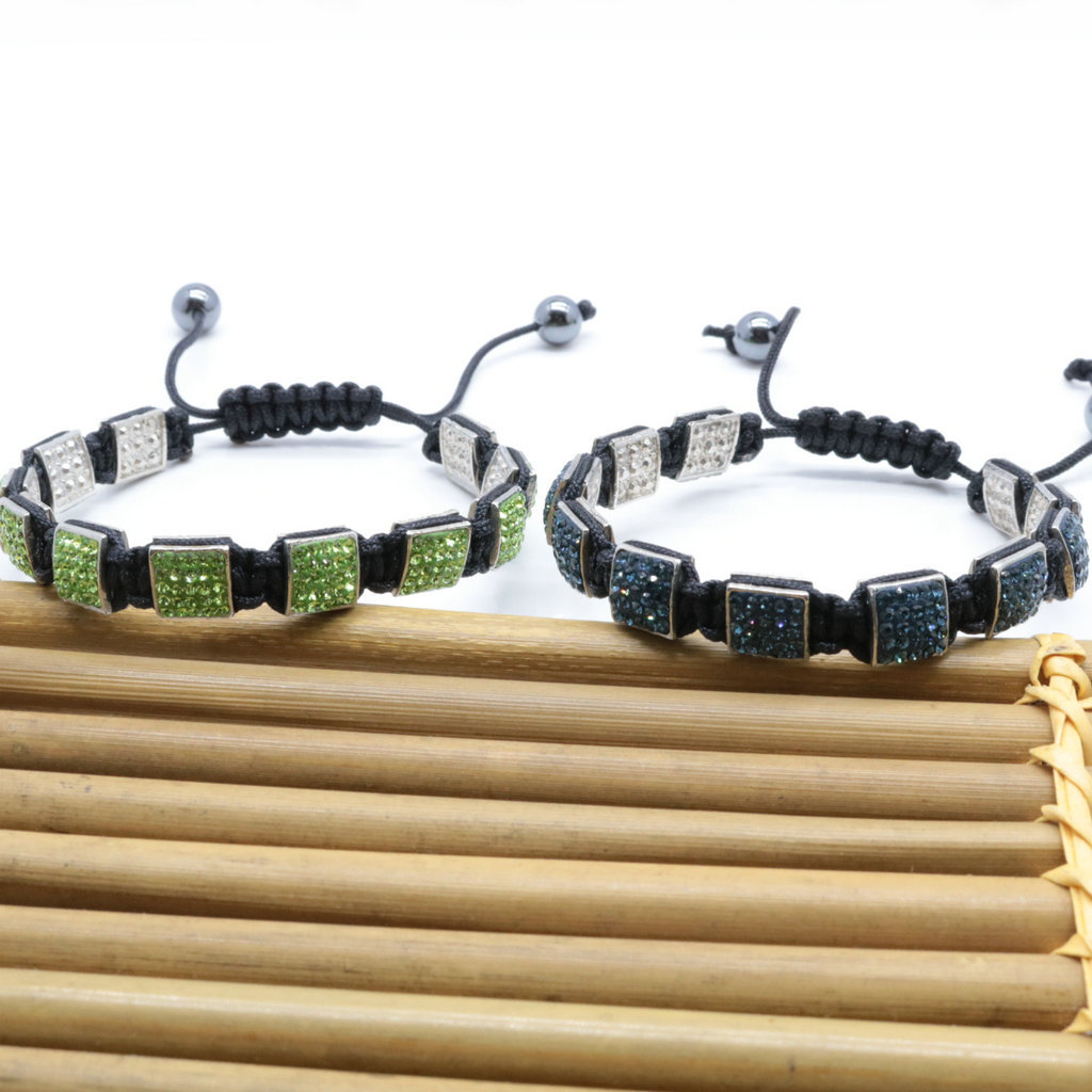 1640574198233 Fashion Creativity Blue Square Diamond Bangle Braided Tassel Exotic Bracelet