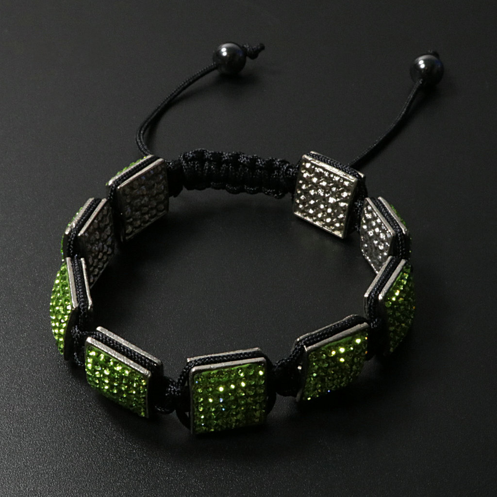 1640574198412 Fashion Creativity Blue Square Diamond Bangle Braided Tassel Exotic Bracelet