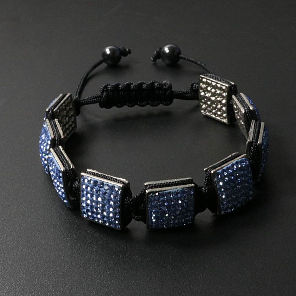 1640574198524 Fashion Creativity Blue Square Diamond Bangle Braided Tassel Exotic Bracelet