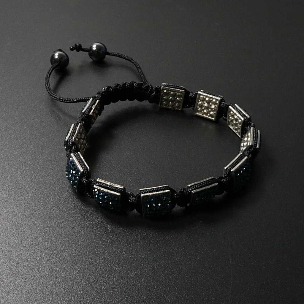 1640574198665 Fashion Creativity Blue Square Diamond Bangle Braided Tassel Exotic Bracelet