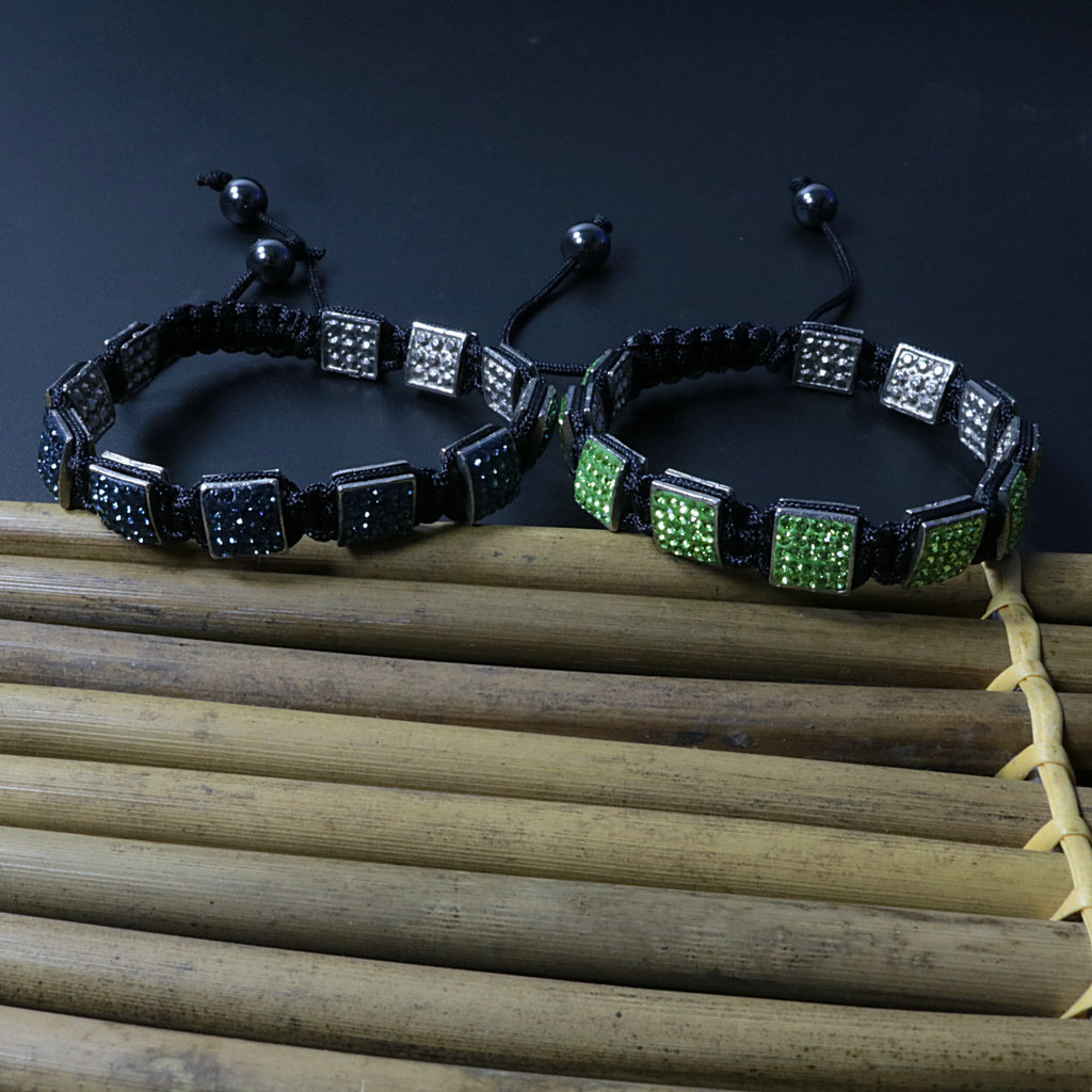 1640574198798 Fashion Creativity Blue Square Diamond Bangle Braided Tassel Exotic Bracelet