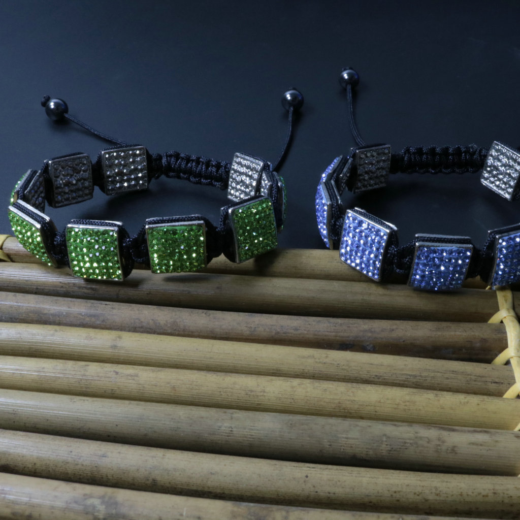 1640574198859 Fashion Creativity Blue Square Diamond Bangle Braided Tassel Exotic Bracelet