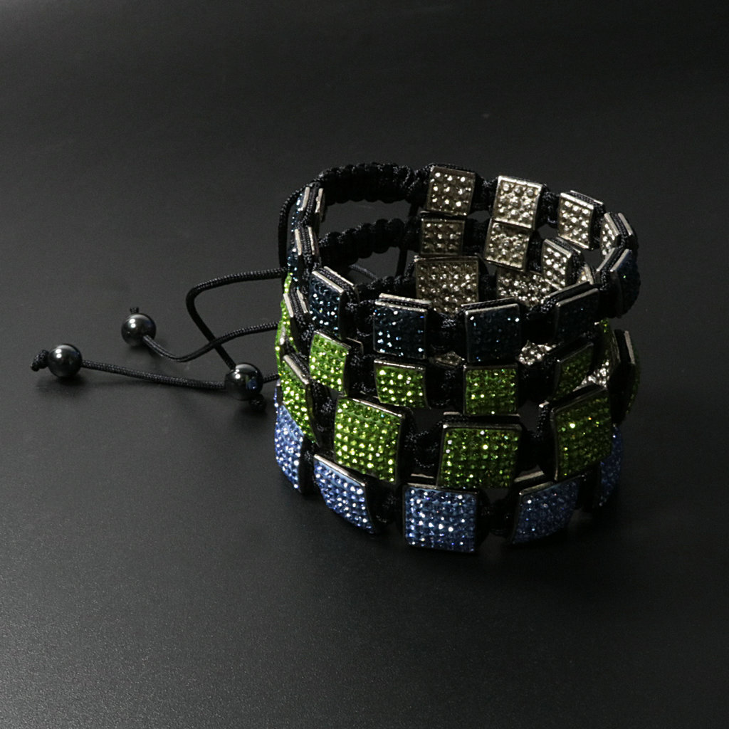 1640574198911 Fashion Creativity Blue Square Diamond Bangle Braided Tassel Exotic Bracelet