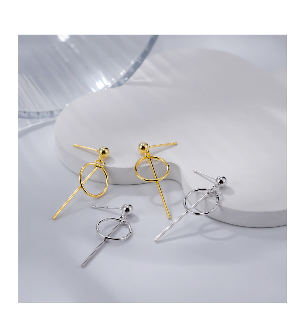 1640920125899 Ins Simple Style S925 Sterling Silver Geometric Circle Earrings