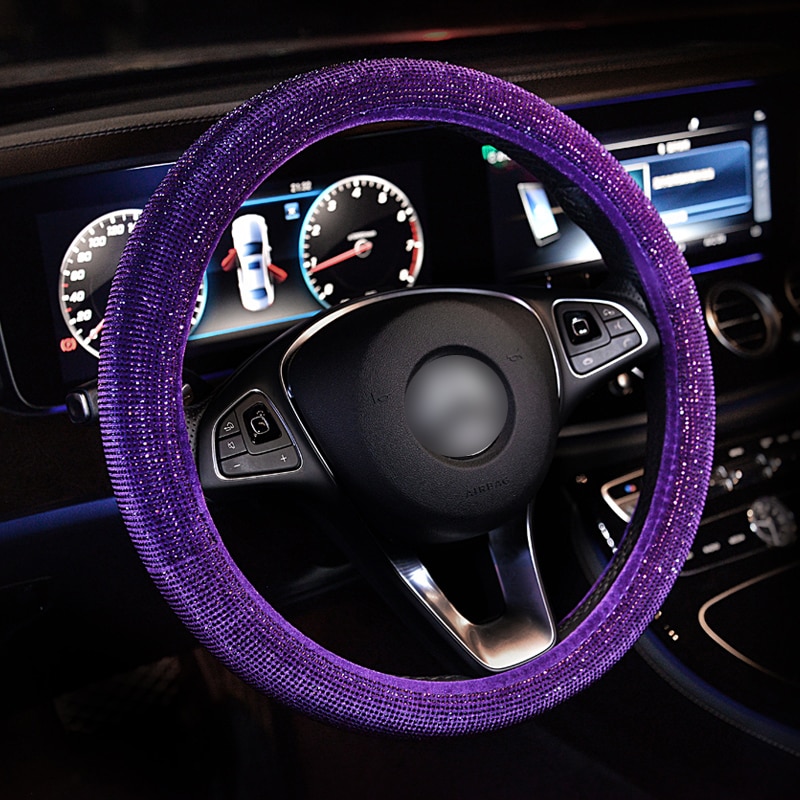 奢华水晶，紫色，红色汽车转向，轮毂盖，妇女女孩，Diamante-Rhinestone，红色汽车覆盖的转向（3）