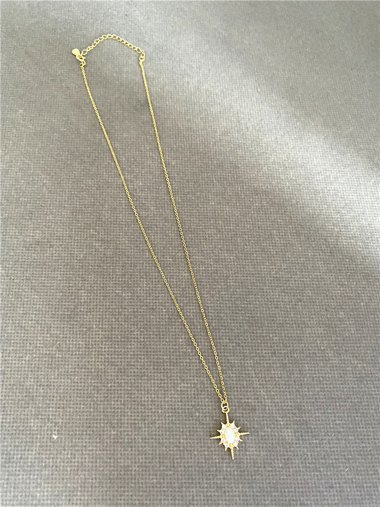 1642234135315 S925 Sterling Silver Plated 14k Gold Inlaid Opal Sun Necklace Women