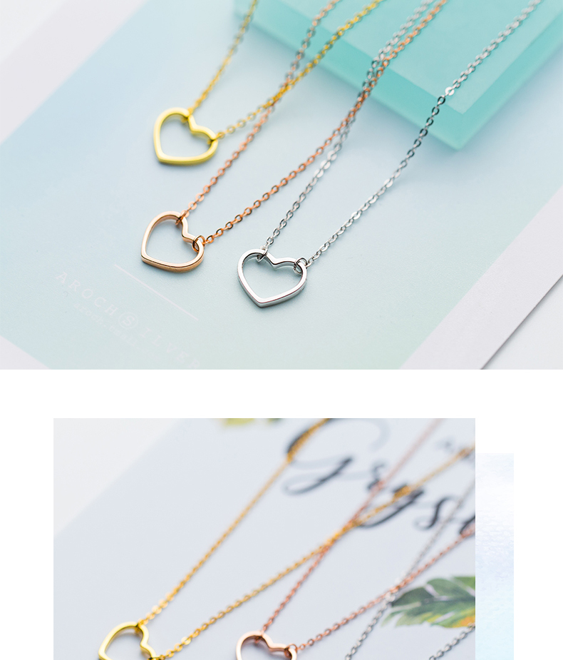 1644808823646 S925 Silver Women's Fashion Sweet Simple Hollow Heart Necklace