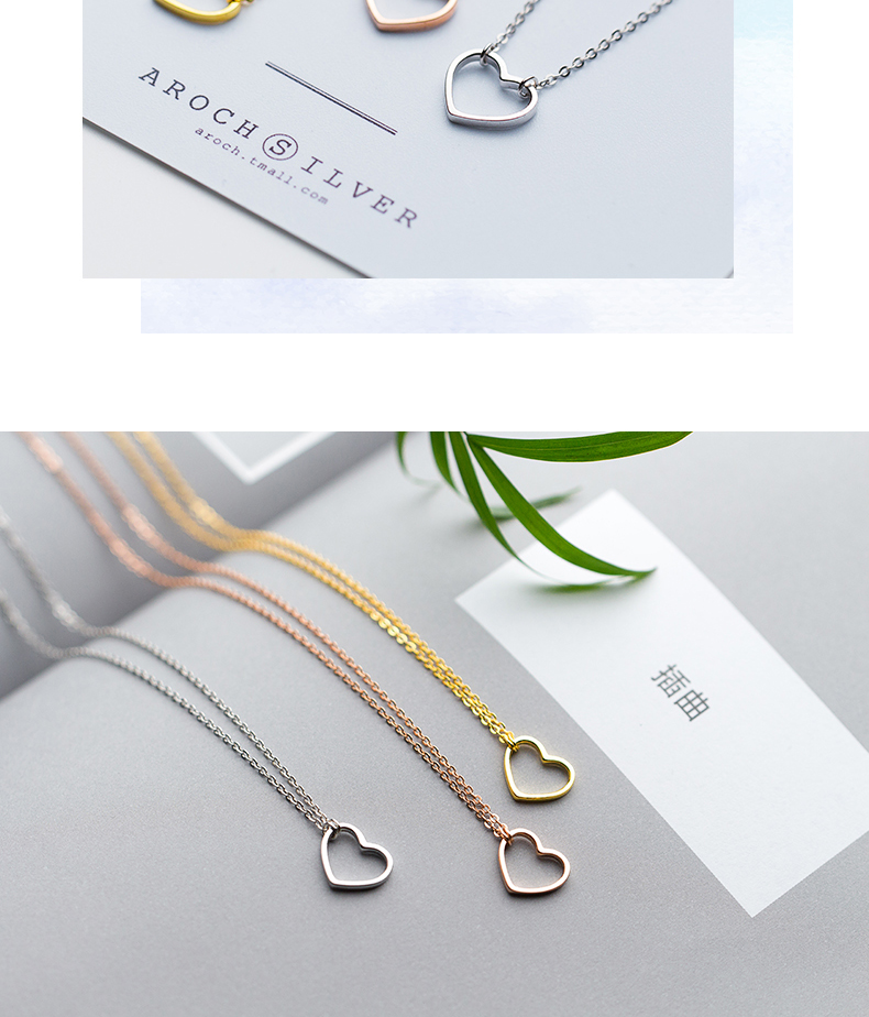 1644808826065 S925 Silver Women's Fashion Sweet Simple Hollow Heart Necklace