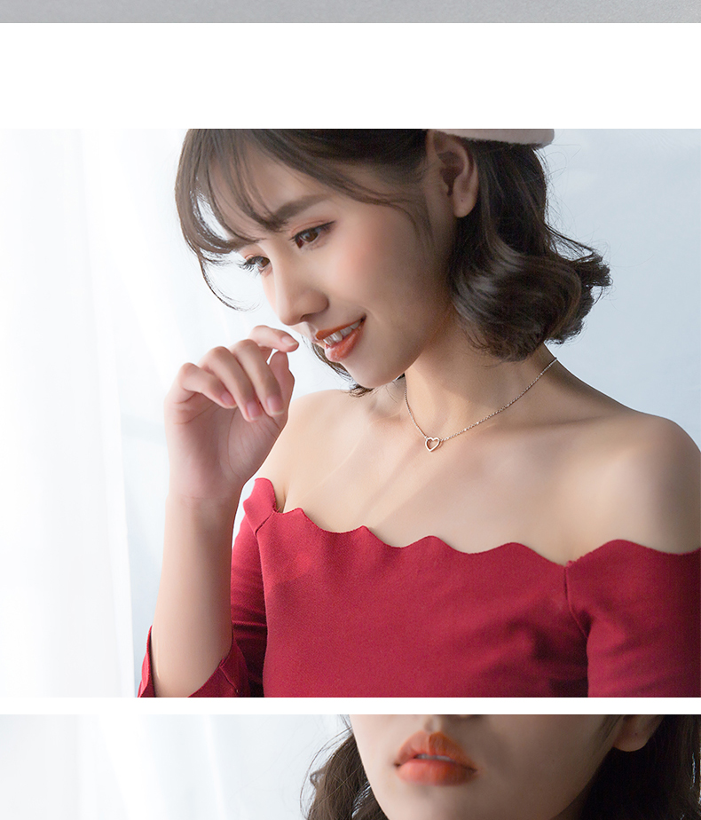 1644808828507 S925 Silver Women's Fashion Sweet Simple Hollow Heart Necklace