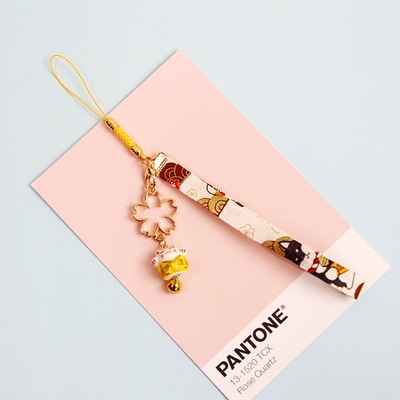 1498550692045000704 Cat Bell Flower Light Gold Mobile Phone Chain Mobile Phone Pendant