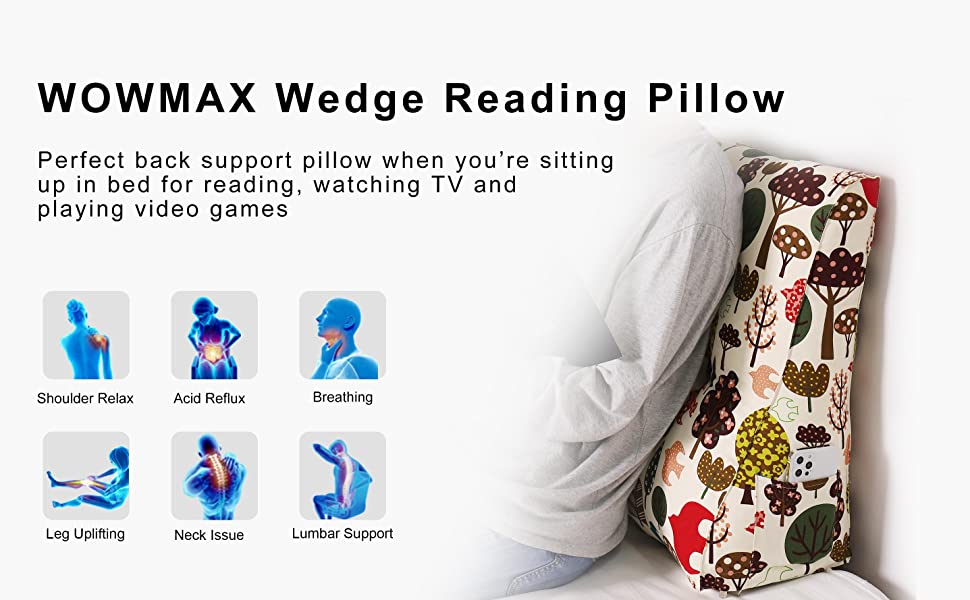 reading pillow, wedge pillows, bed rest pillow, back support pillow