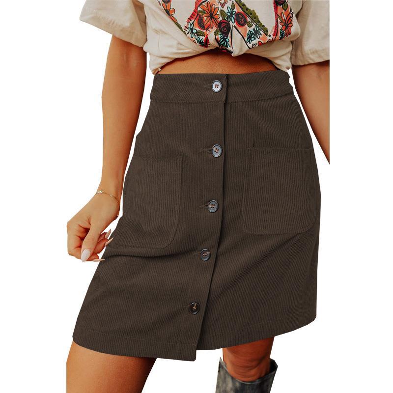 Title 15, Womens High Waist Versatile Corduroy Skirt. Co...