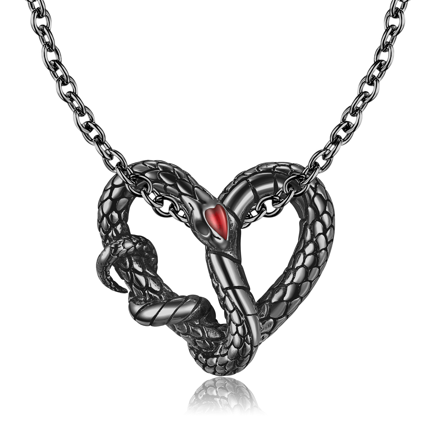 1584478803093360640 Original Design S925 Silver Electroplating Black Gold Snake Necklace Heart Texture