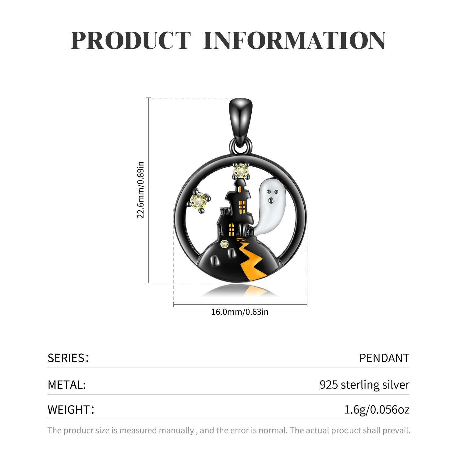 S925 Sterling Silver Electroplated Black Gold Necklace Original Design Halloween Ghost Castle 3 1584512560454176768 S925 Sterling Silver Electroplated Black Gold Necklace Original Design Halloween Ghost Castle