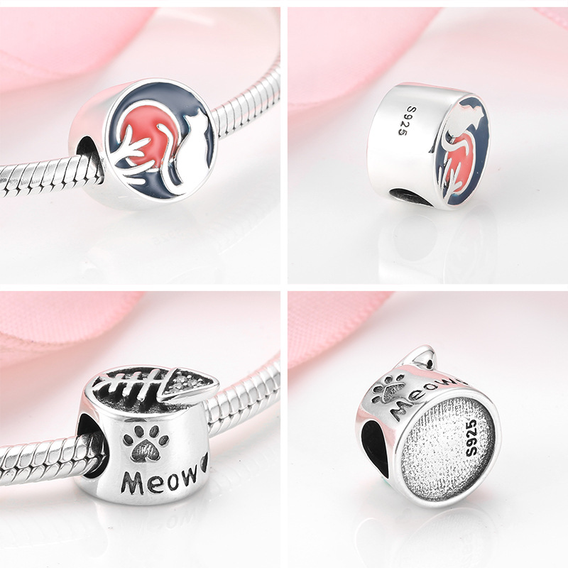 Title 1, S925 Sterling Silber Beads Kreative Katze Mond ...