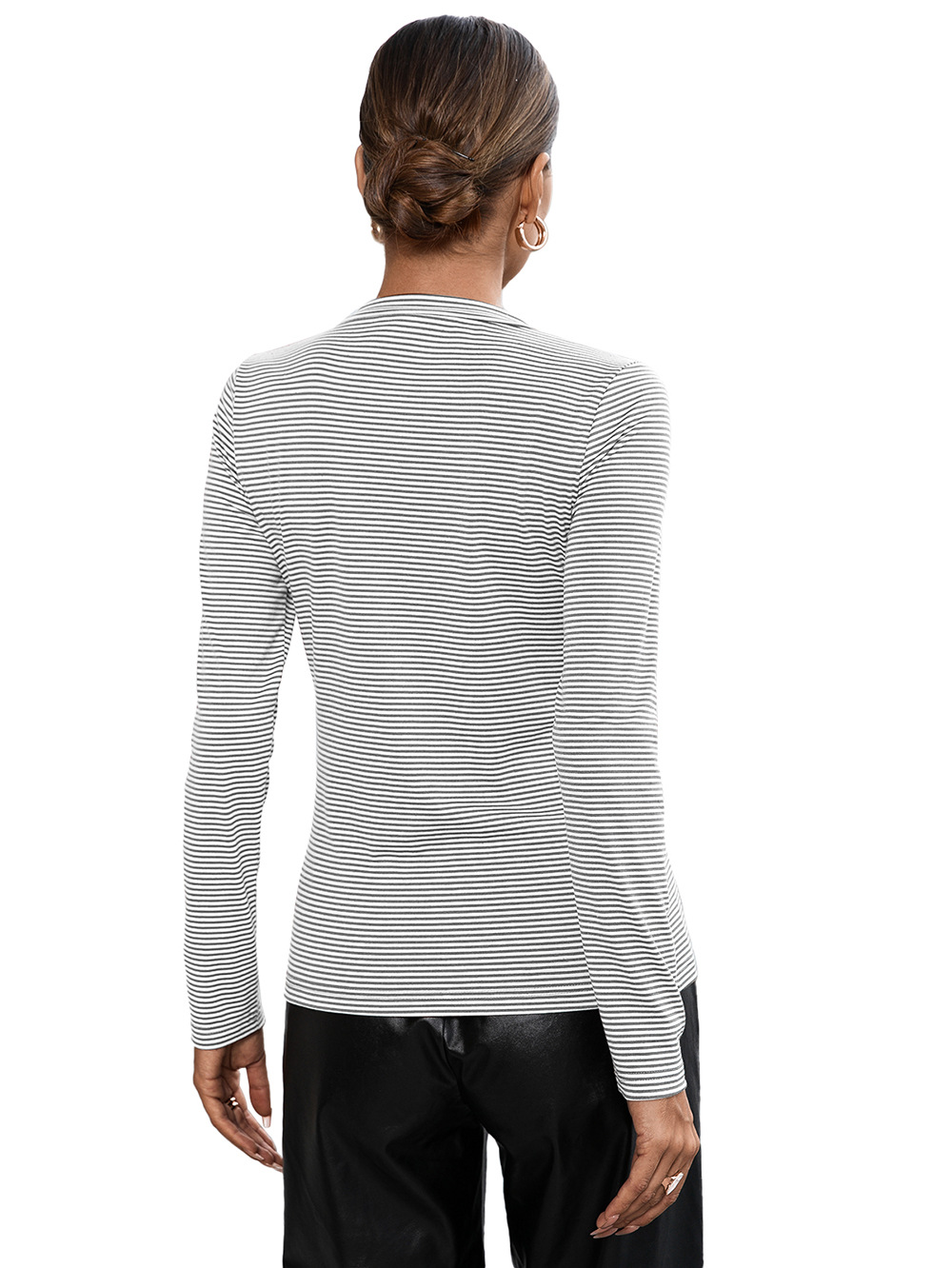 Title 33, V-Neck Striped Long Sleeve Single Breasted Knit...