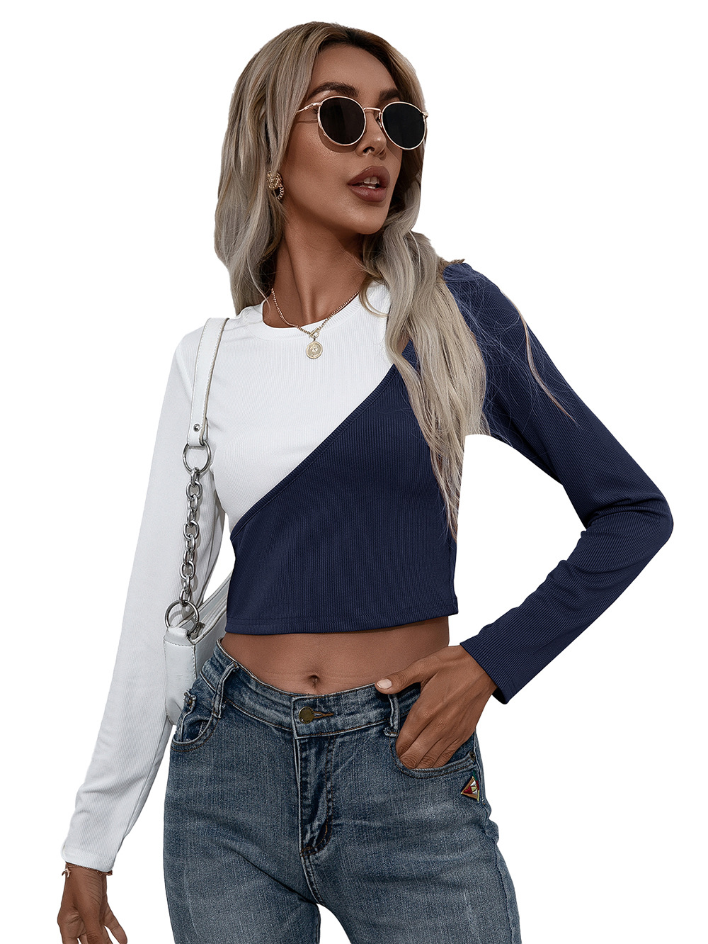 Title 31, Super Short Round Neck Long Sleeve T-shirt Top ...