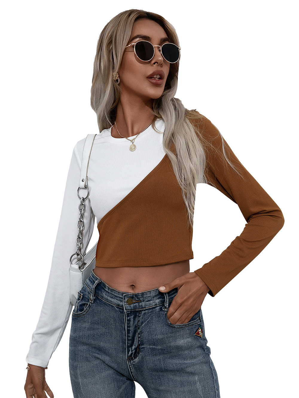 Title 41, Super Short Round Neck Long Sleeve T-shirt Top ...