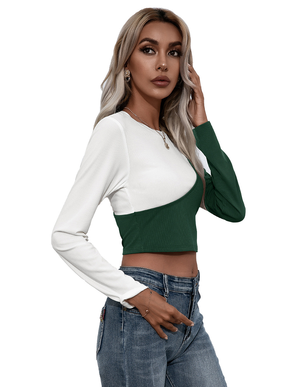 Title 44, Super Short Round Neck Long Sleeve T-shirt Top ...