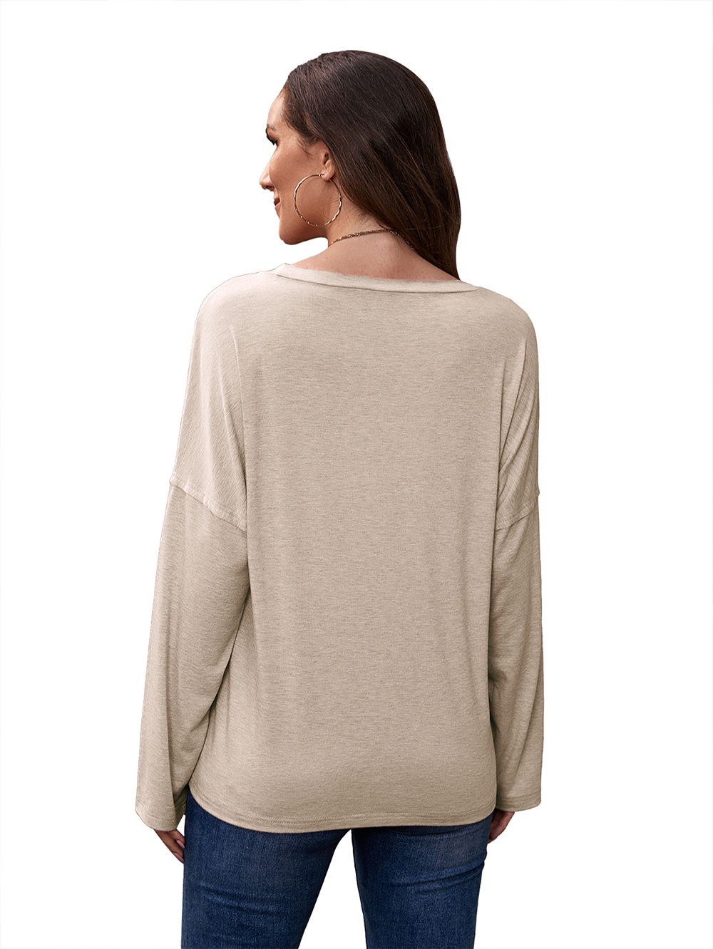 Title 28, Printed Round Neck Long Sleeve Pullover Loose C...