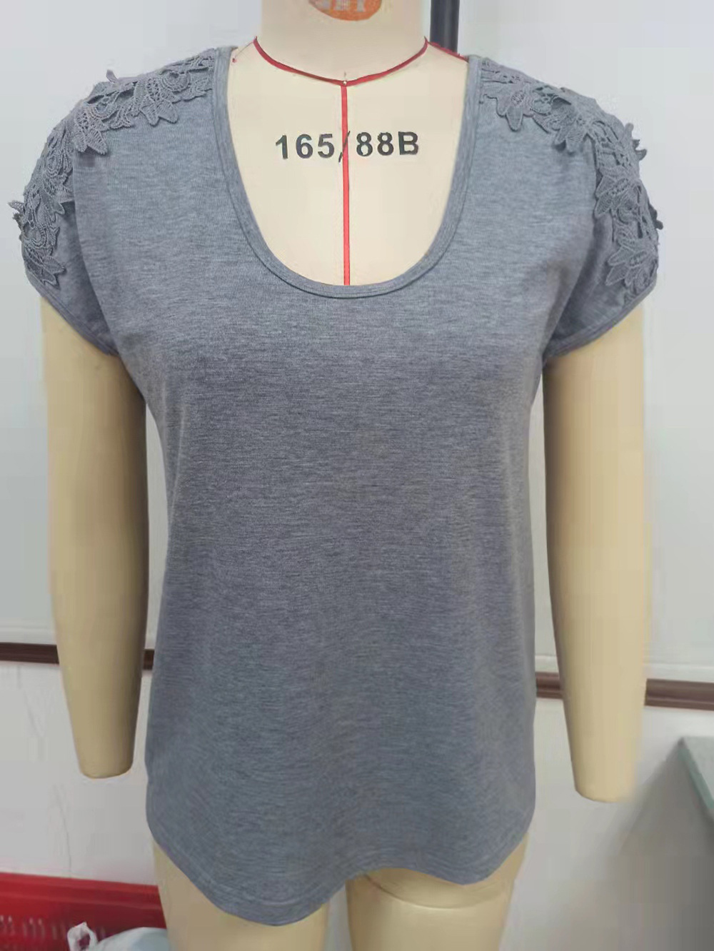 Title 22, Casual Lace Panel V-Neck Pullover Short Sleeve ...