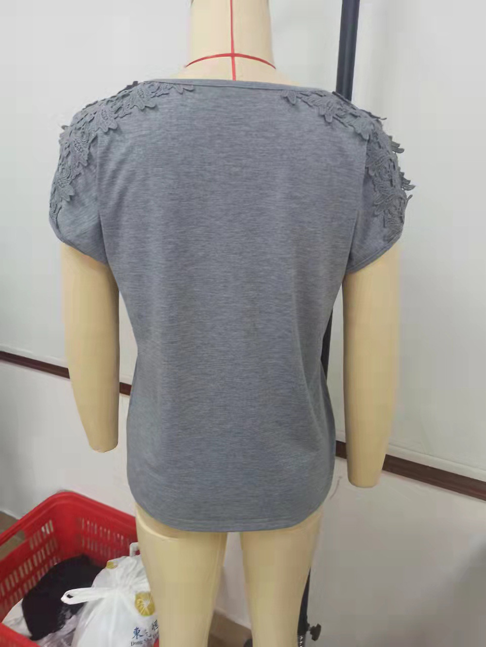 Title 24, Casual Lace Panel V-Neck Pullover Short Sleeve ...