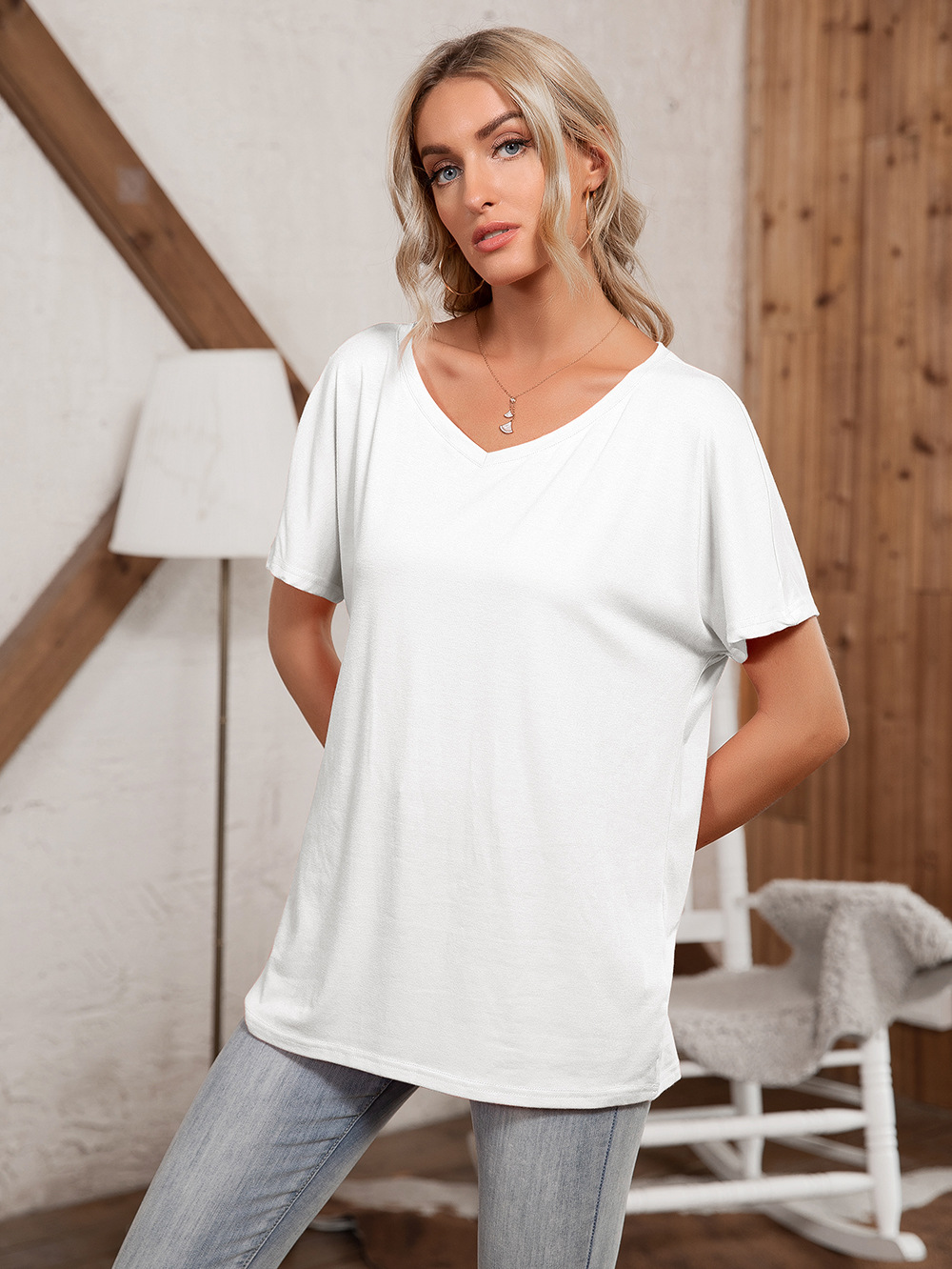 Title 5, Round Neck Loose Casual Short Sleeve T-Shirt To...