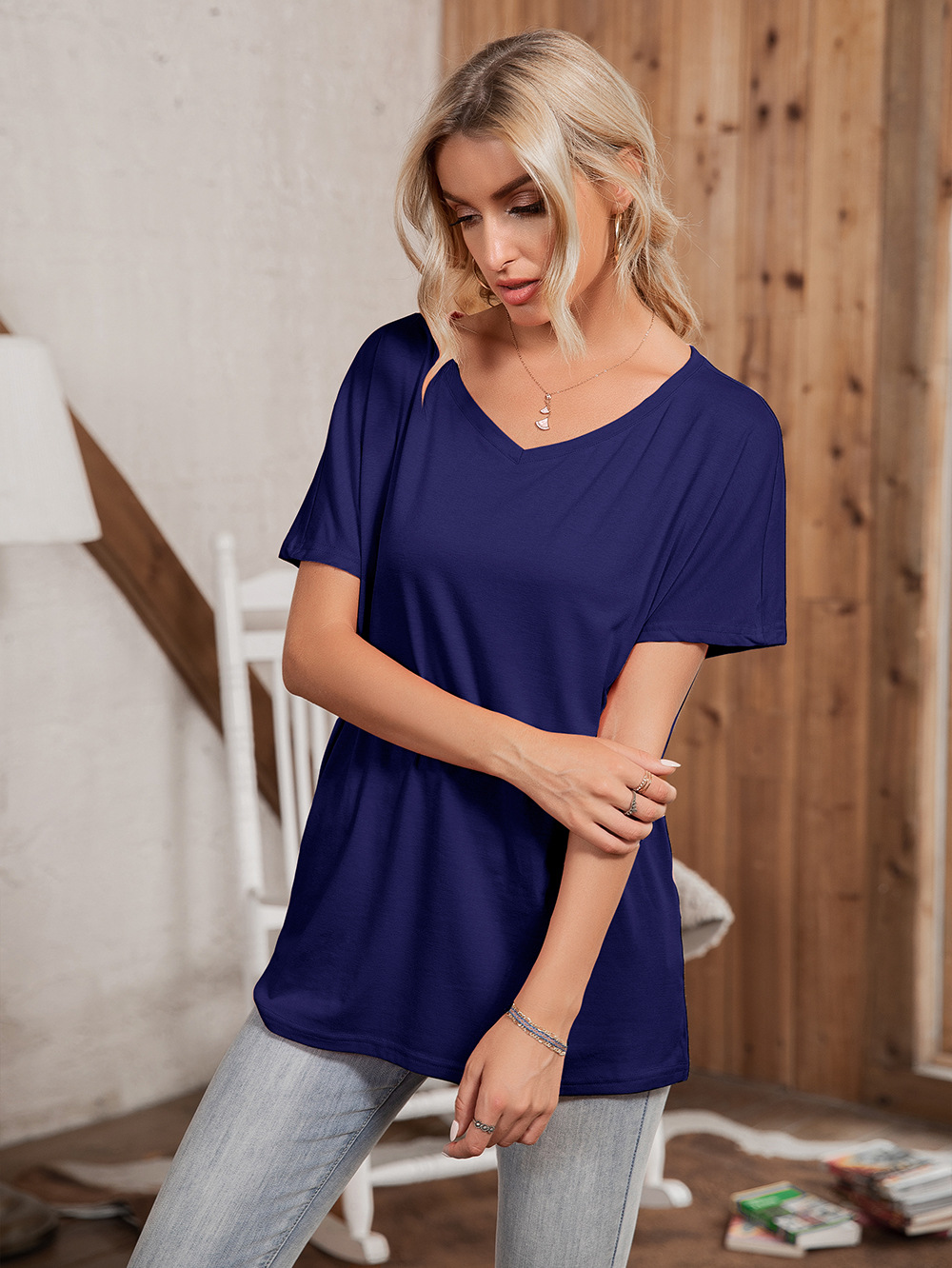 Title 14, Round Neck Loose Casual Short Sleeve T-Shirt To...