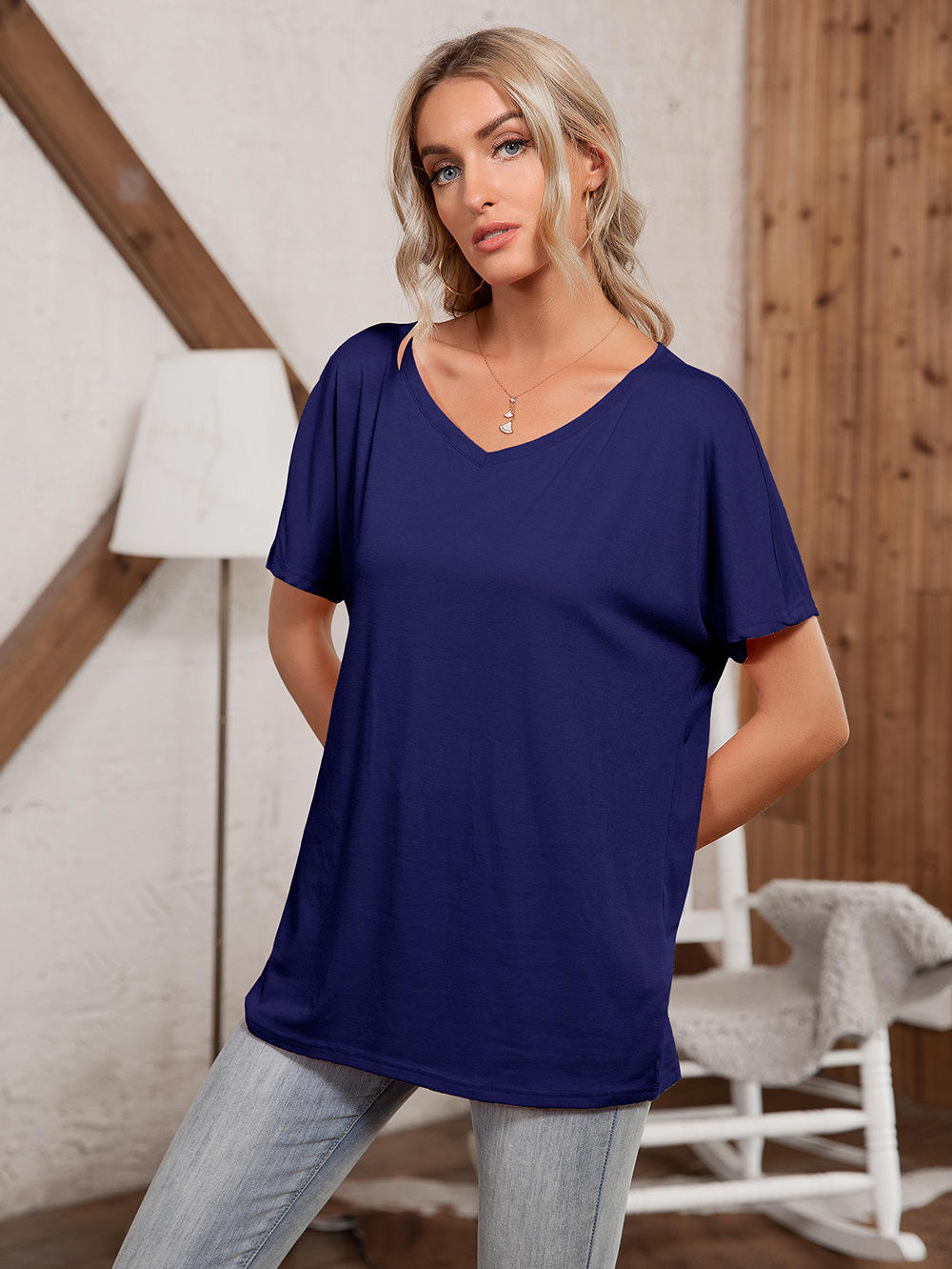 Title 15, Round Neck Loose Casual Short Sleeve T-Shirt To...