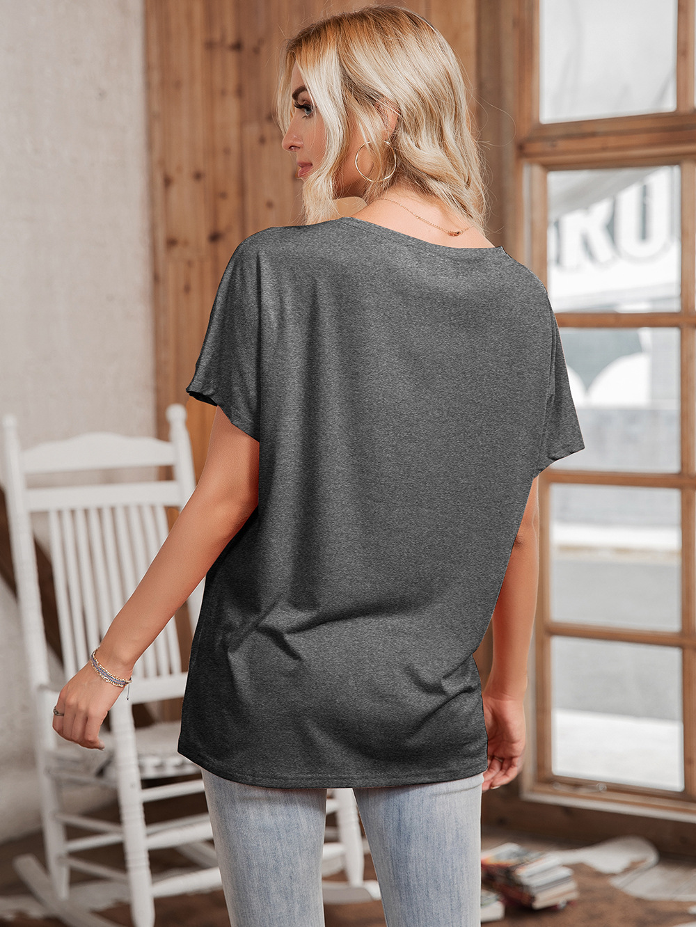 Title 18, Round Neck Loose Casual Short Sleeve T-Shirt To...