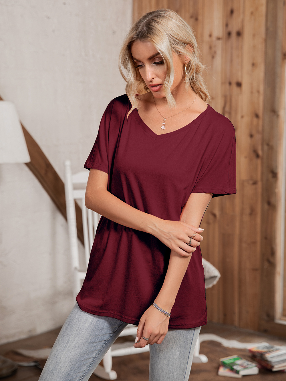 Title 24, Round Neck Loose Casual Short Sleeve T-Shirt To...